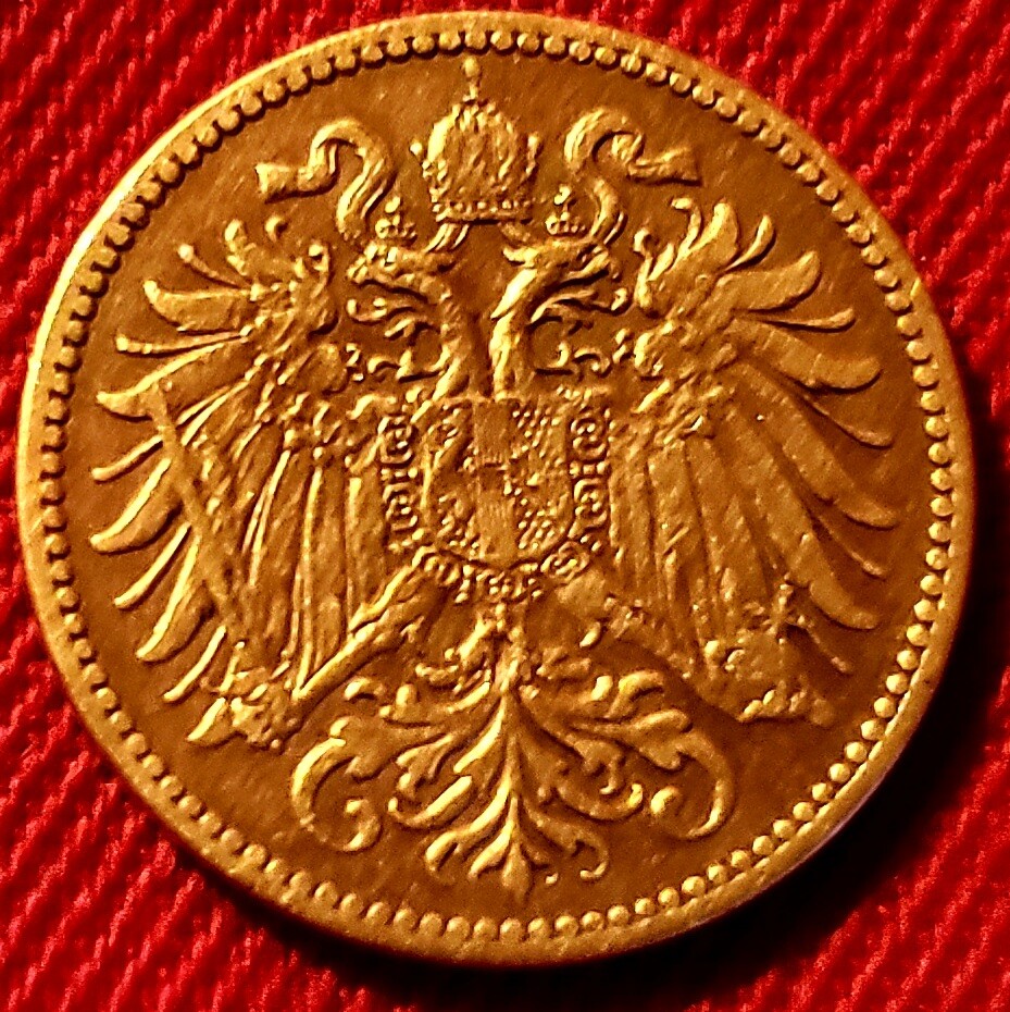 1899 AUSTRIA 2 HELLER COIN, Bronze, KM #2801