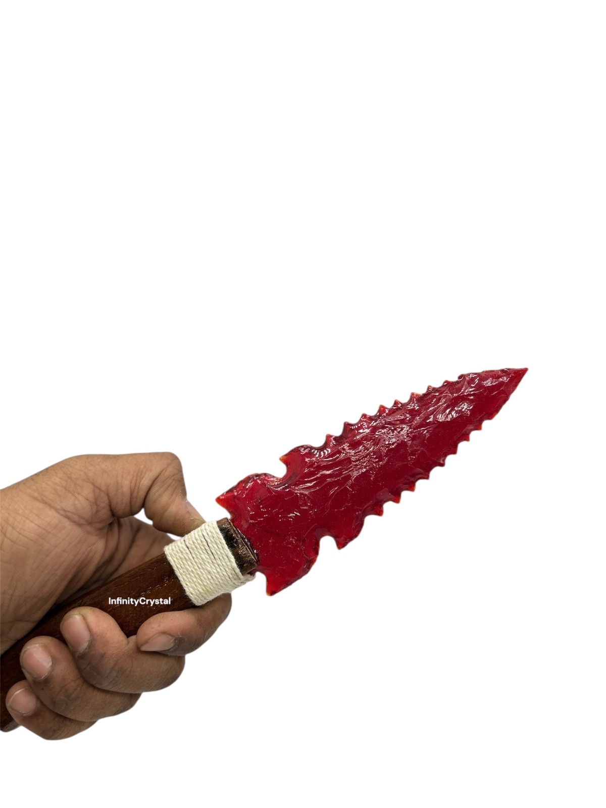 Handmade Red Obsidian Glass Knife Dagger 10” Wooden Handle Collectores Gift