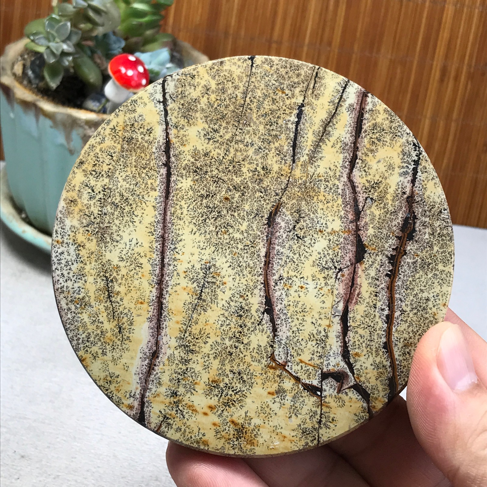 99mm Natural Chinese painting stone crystal ornaments for home decoration A6405
