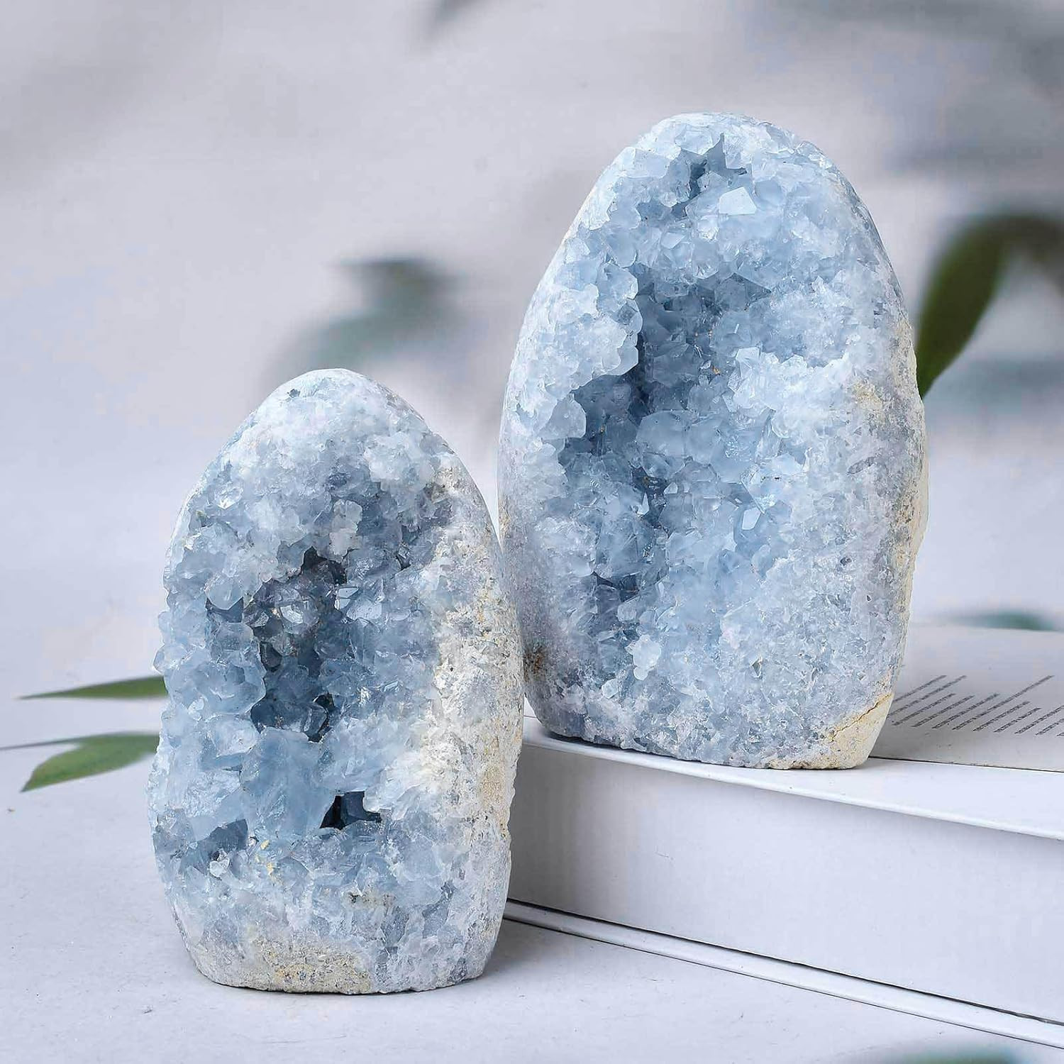 Natural Blue Celestite Cluster Geode Healing Crystal Stone Collection Mineral…