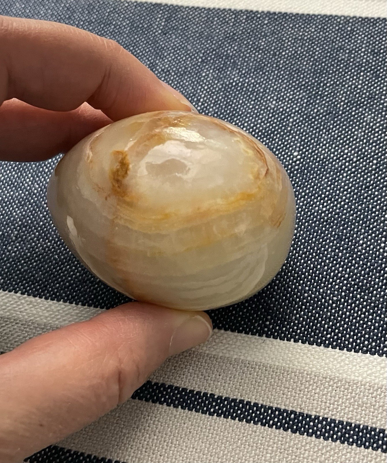Vintage Lacquered Agate Polished Egg 2 1/2 Inches Long