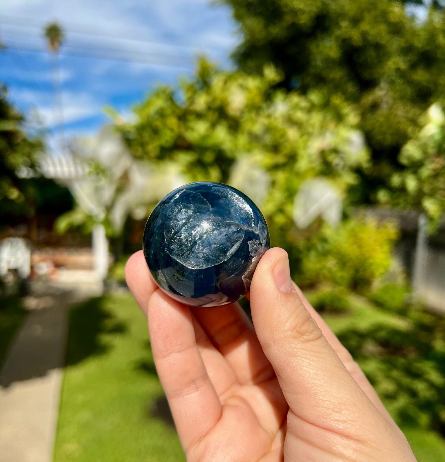 Deep Blue Fluorite 40mm Sphere/Ball