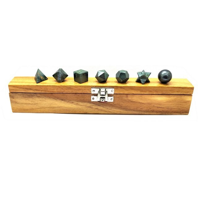 Hematite Geometry 7 Pcs Set Hematite Crystal Platonic Solid Shape Natural Stones
