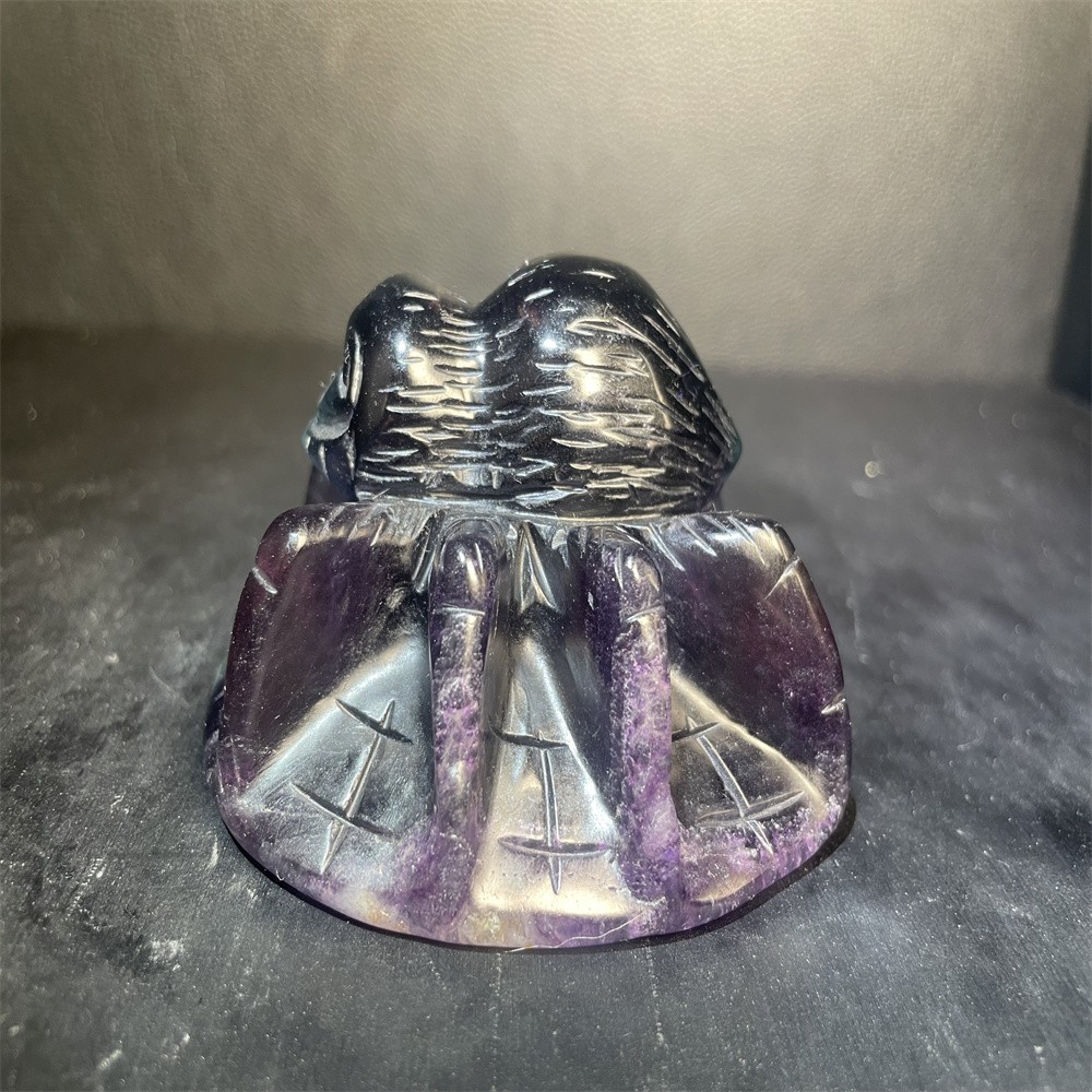 0.9LB 3.5”Fluorite Spider Ornament Crystal Quartz Carving Gift