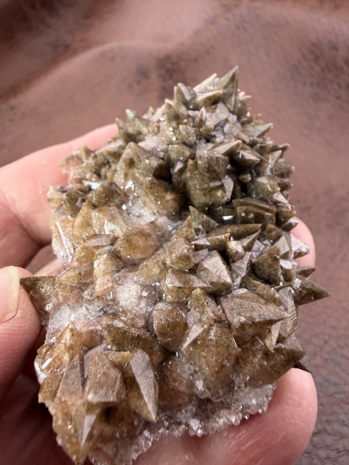 Fluorescent Dogtooth Calcite from Tres Marias Mine, Santa Eulalia, Mex 90 g.