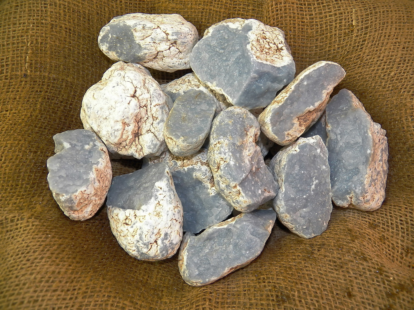 4000 Carat Lots of Rare High End Angelite Rough – Plus a FREE Faceted Gemstone