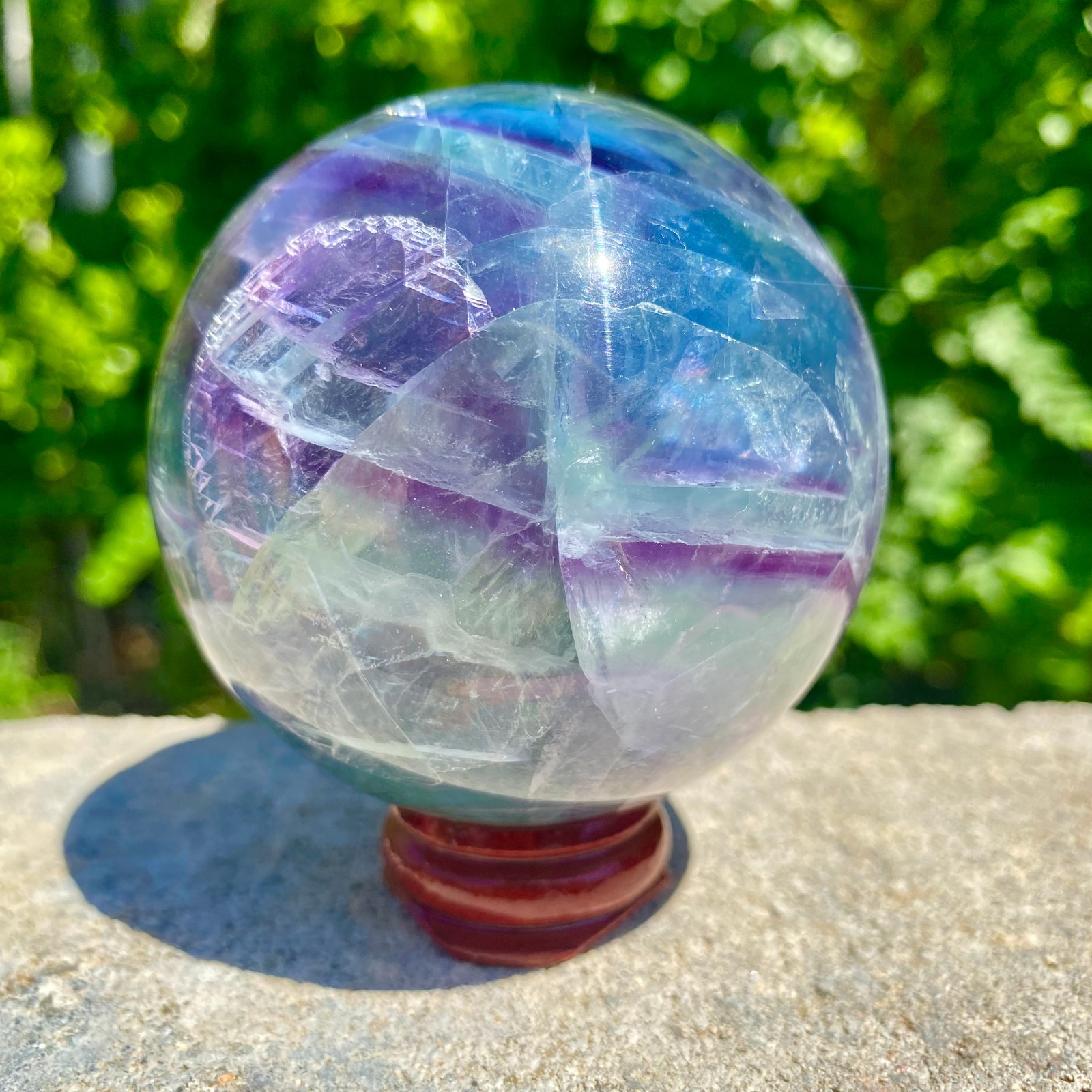 1.24LB natural Green fluorite ball quartz crystal Sphere Reiki energy healing