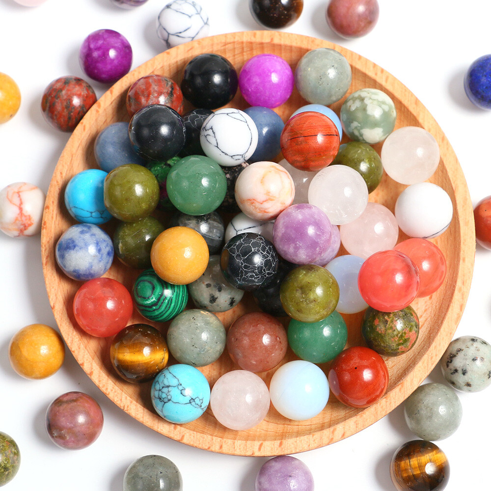 15mm Wholesale Natural Mixed Sphere Quartz Crystal Carved Gem Ball Reiki Healing