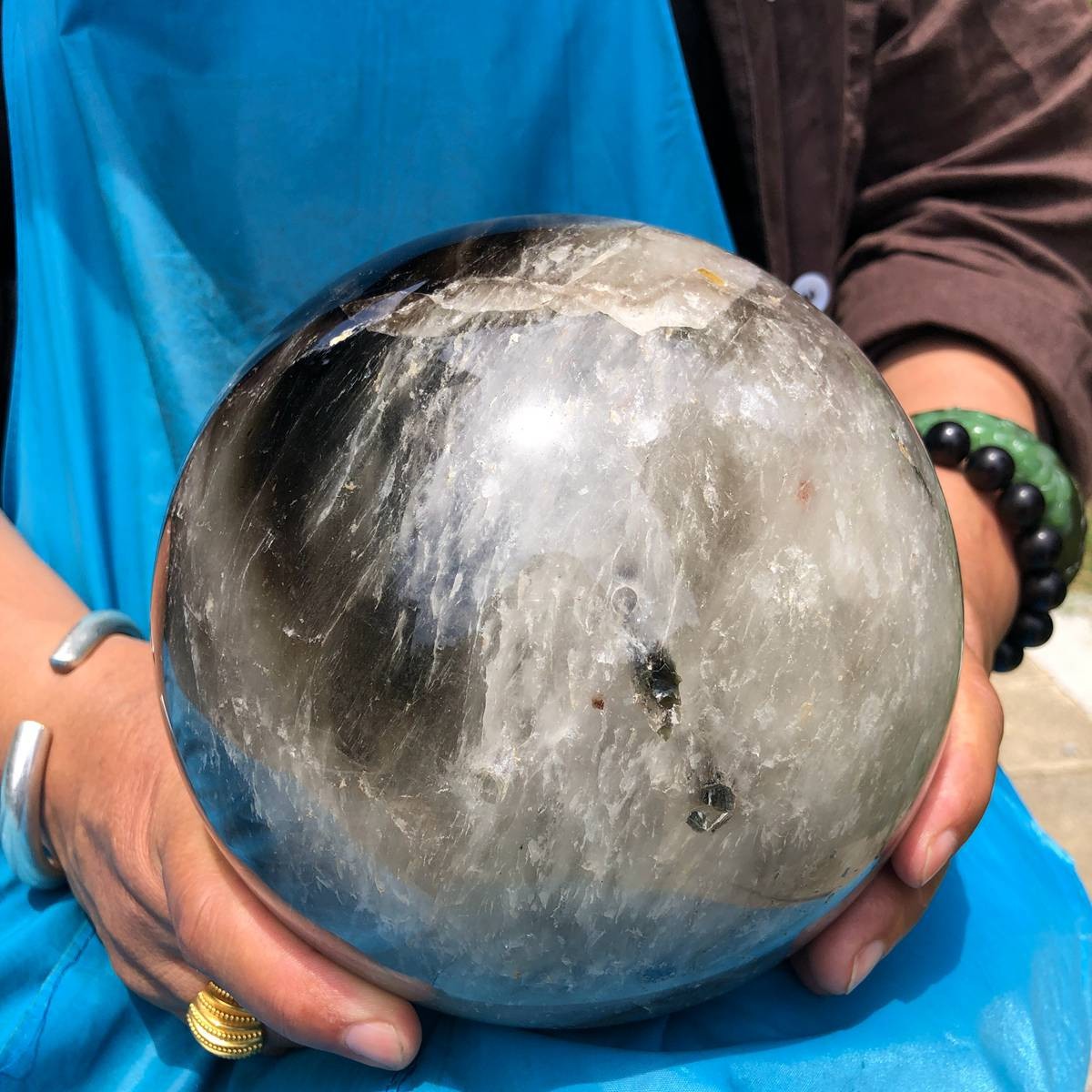 5950g Rare NATURAL Black Stone Ball Crystal Polishing Ball Treatment for