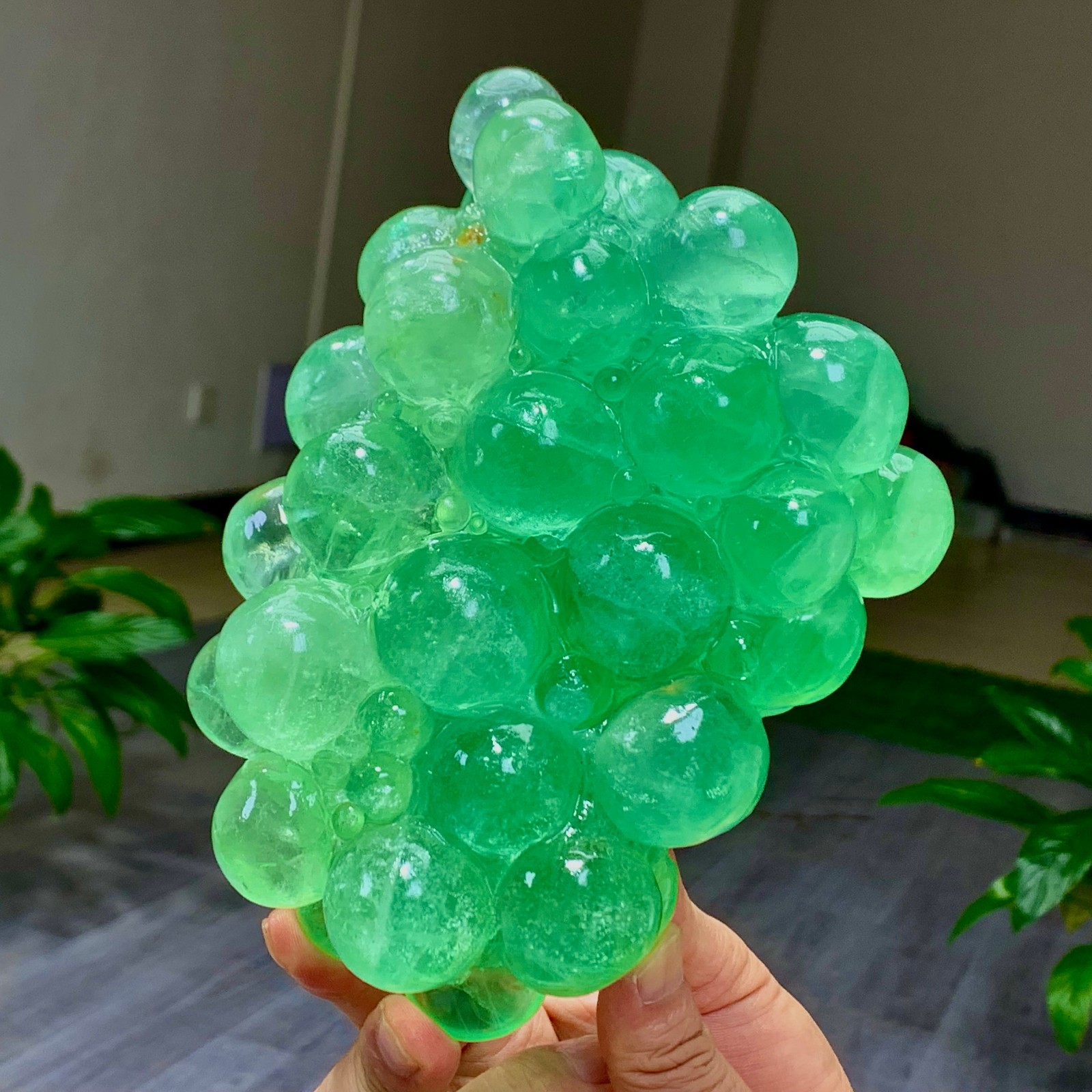 5.18LB Natural green fluorite hand carving grape shape Crystal mineral