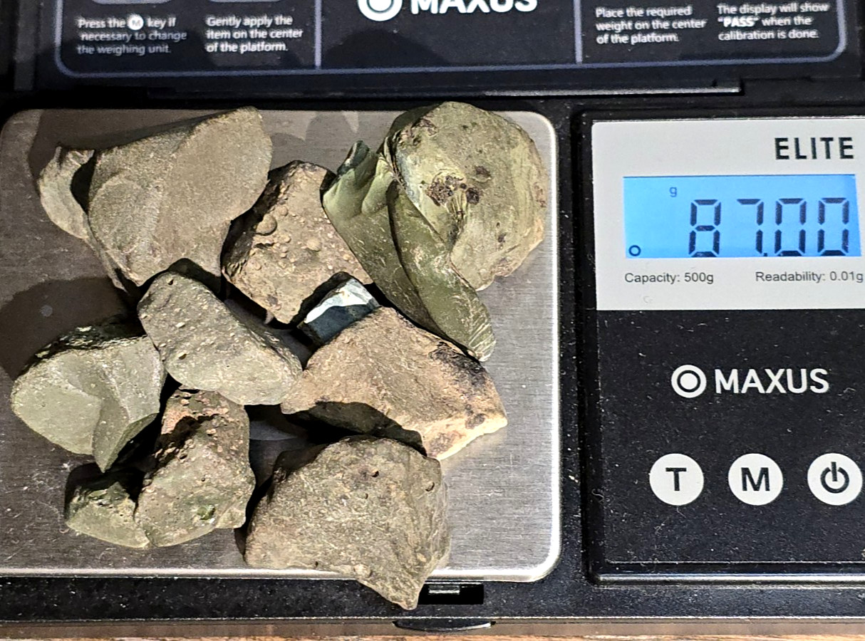 87g 1850s Green Pig Iron Slag Kentucky Lake Seafoam to Forest Tones READ