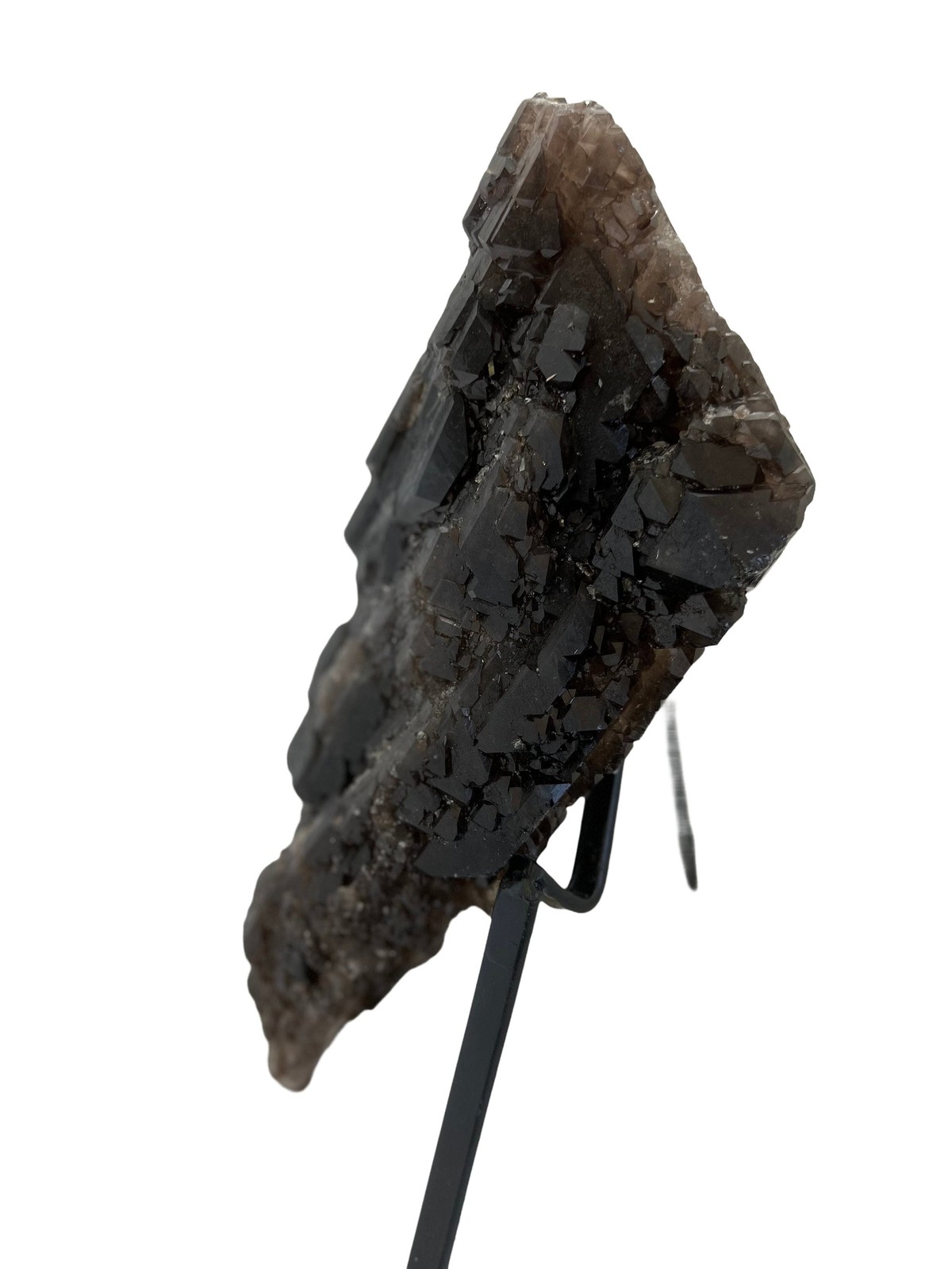 Elestial Smoky Quartz on Metal Stand – No.1, Natural Smoky Quartz from Brazil