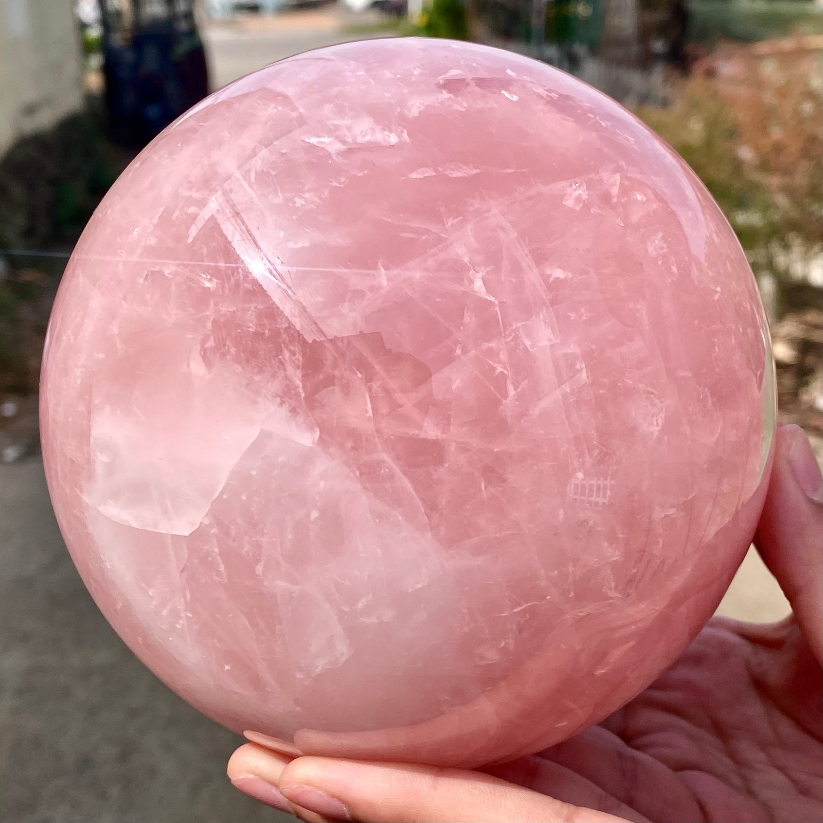 6.68LB Natural Crystal Pink Rose Chakra Quartz Sphere healing ball Specimen