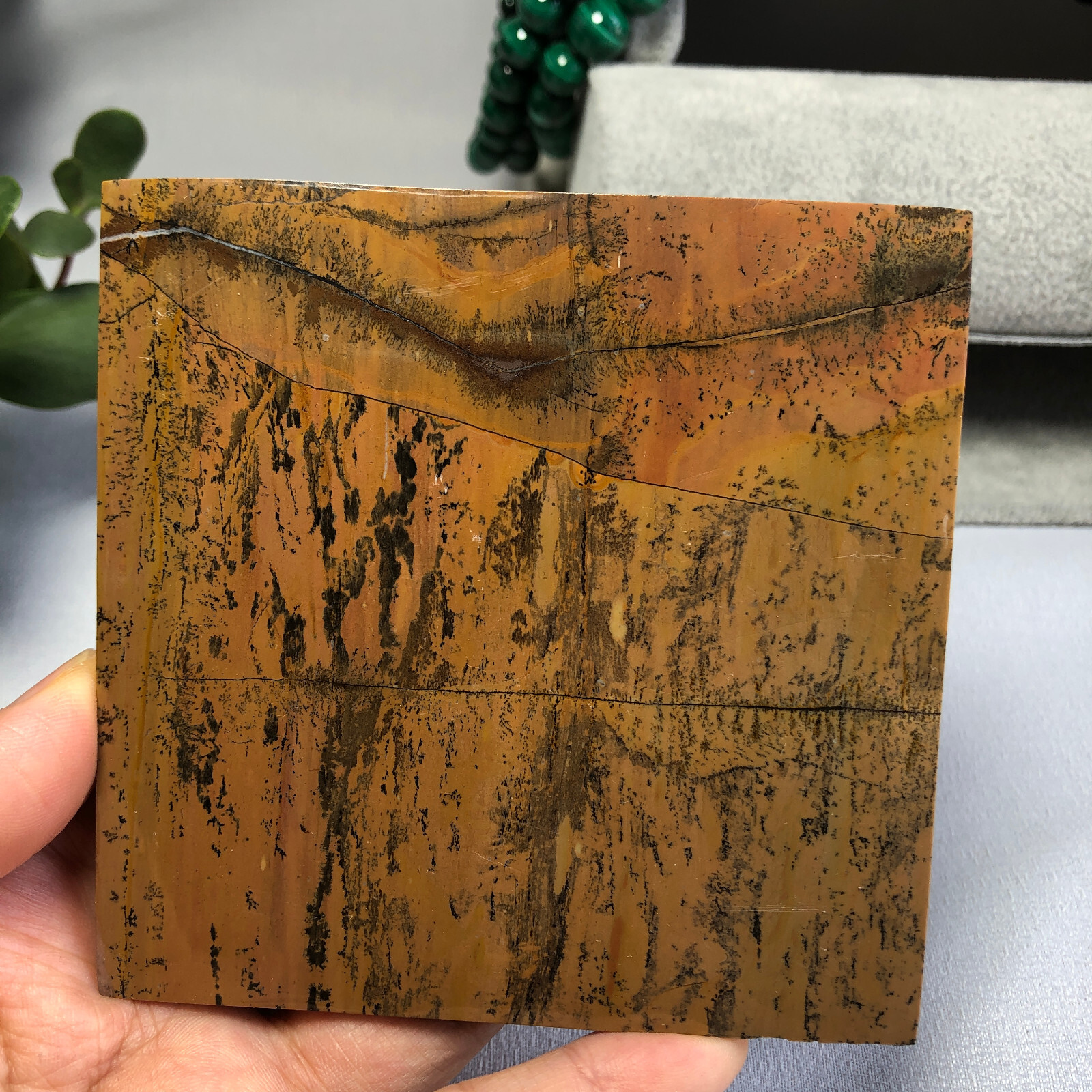 Natural Chinese painting stone crystal ornaments for home decoration 205g A6572