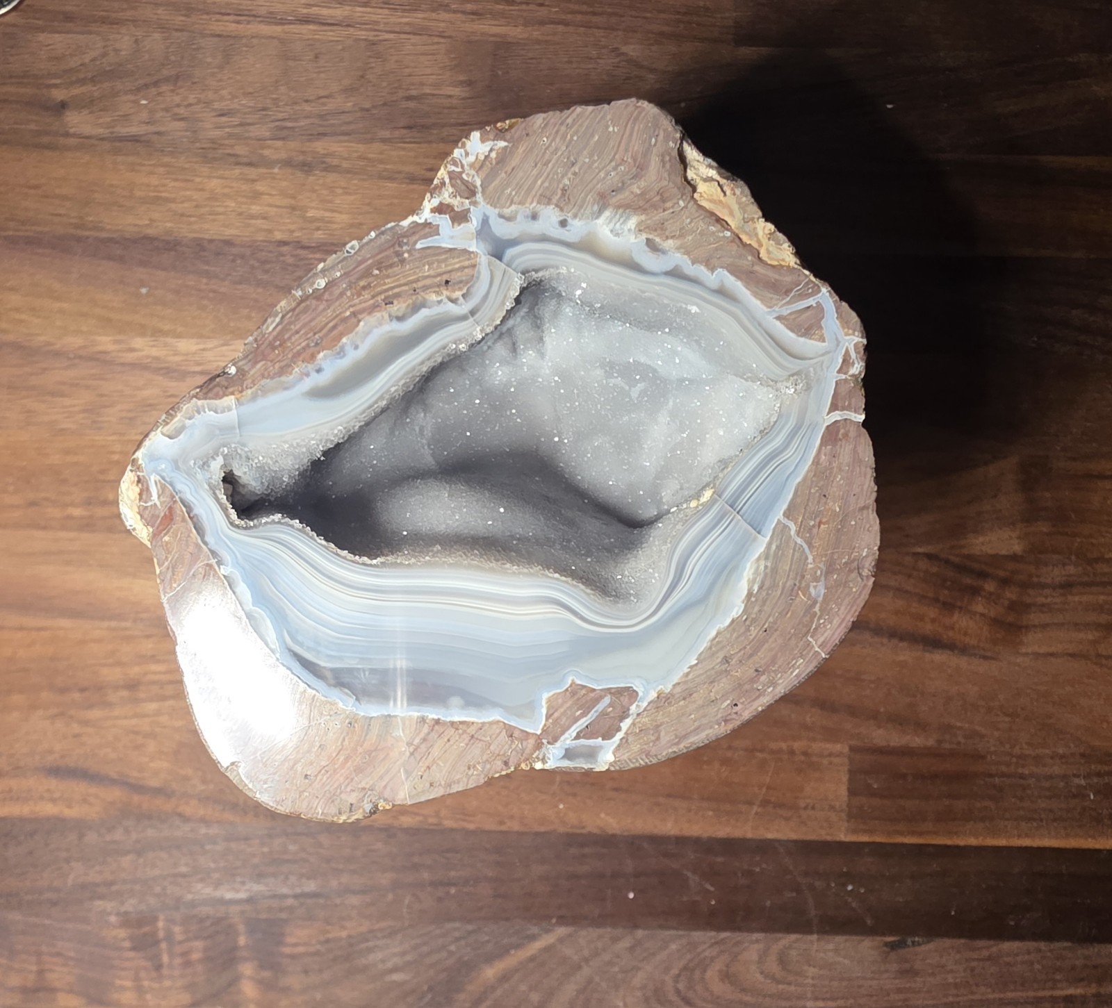 Impressive Large Kentucky Agate Display Specimen with Sugar Druzy Interior#S-27