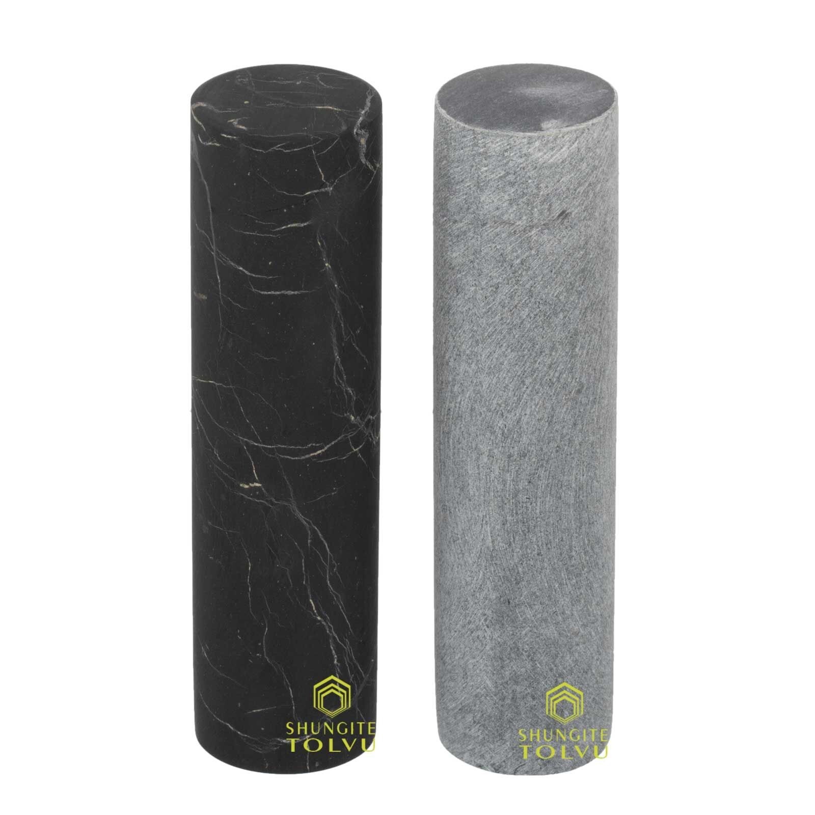 Shungite and Soapstone Cylinders for meditation Unpolished Natural stones, Tolvu