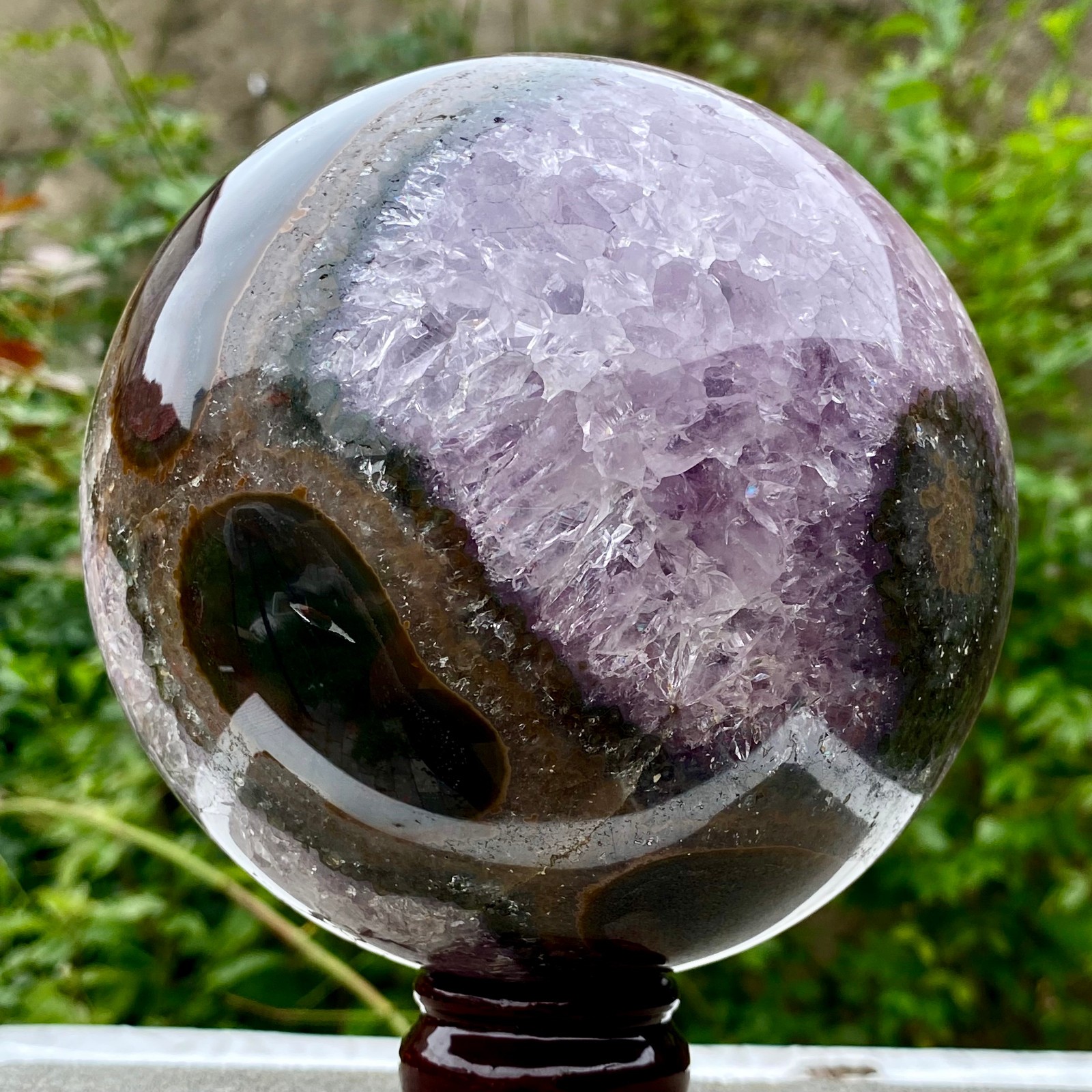 5.9LB Natural Amethyst Agate Sphere Polished Healing Crystal Ball Home Fe