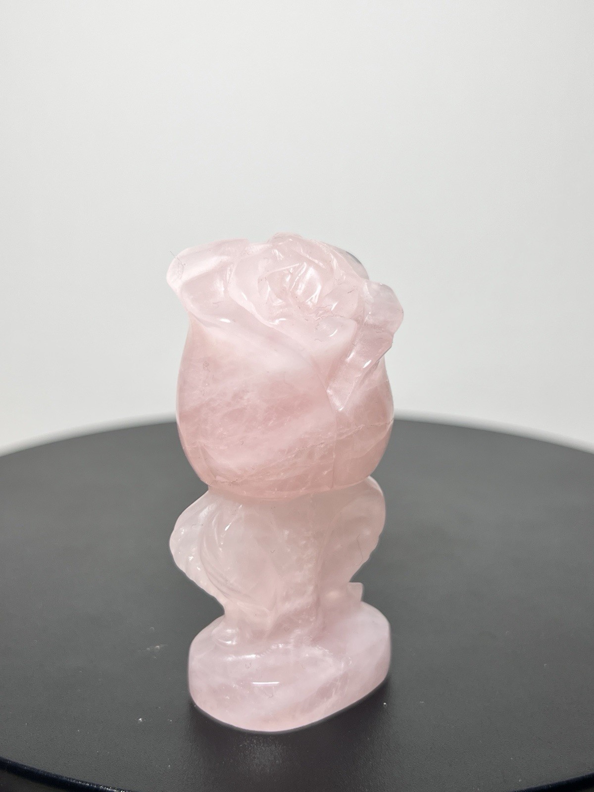 Rose Quartz 4 Piece Set – Heart bowl, Rose, Pyramid, & Sphere (68mm)