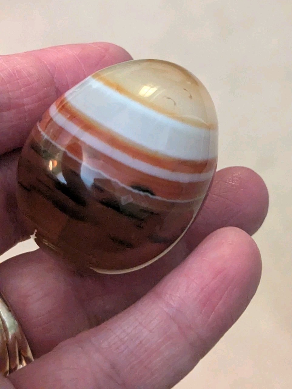 Banded Agate Polished Egg 2″ Natural Striped Stone w/ Stand Desk Display