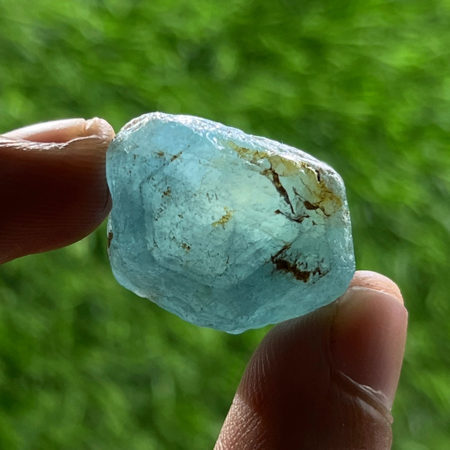 Rare Deep Blue Aquamarine Rough Nugget 111 Ct 28×25 mm, South Africa, Unheated