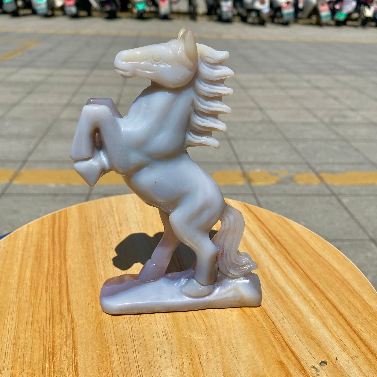 300G Natural Agate Carved Horse Figurine, Exquisite Hand Carved Gemstone Statue
