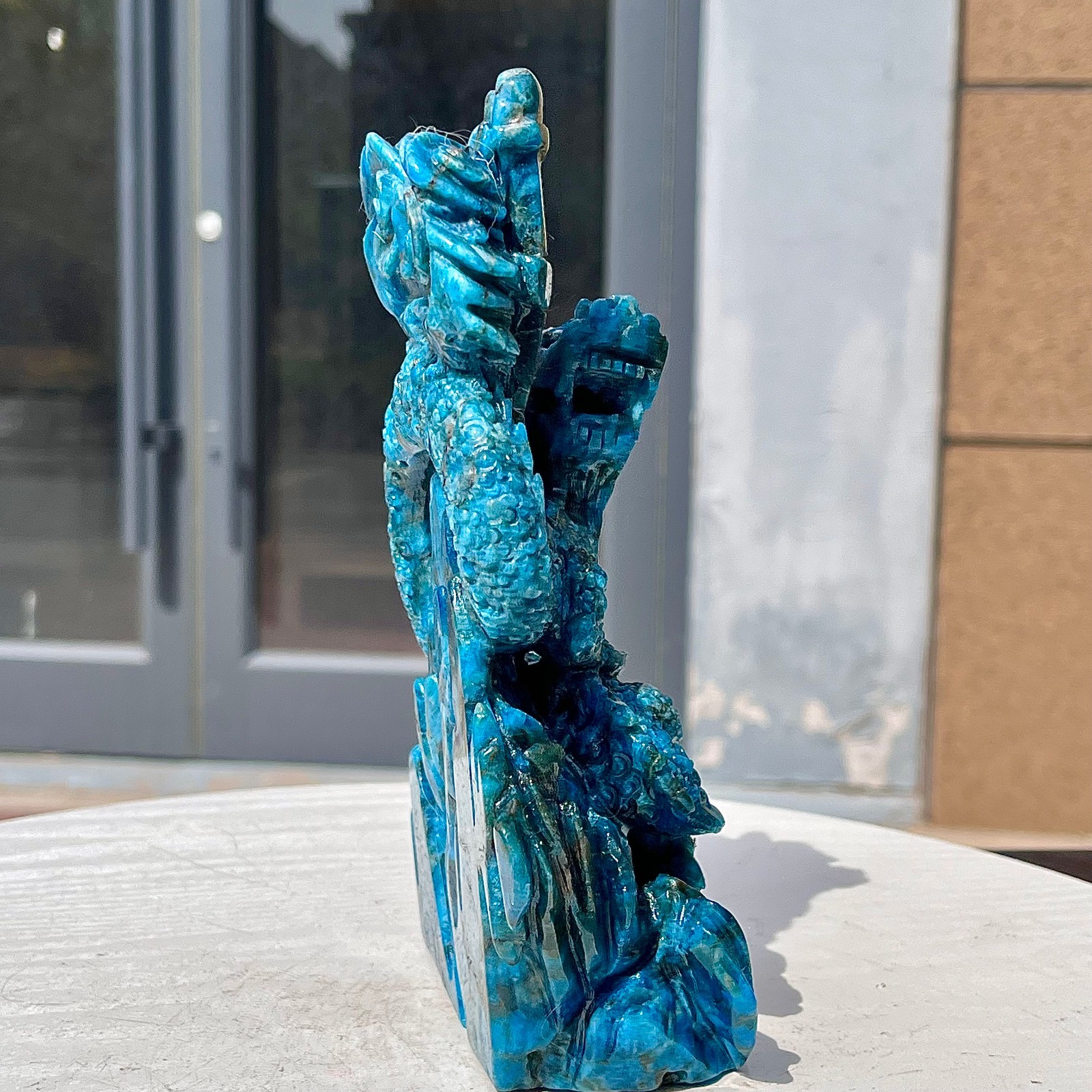 2.99LB Natural dreamy blue lithium gray pattern hand carved and healed
