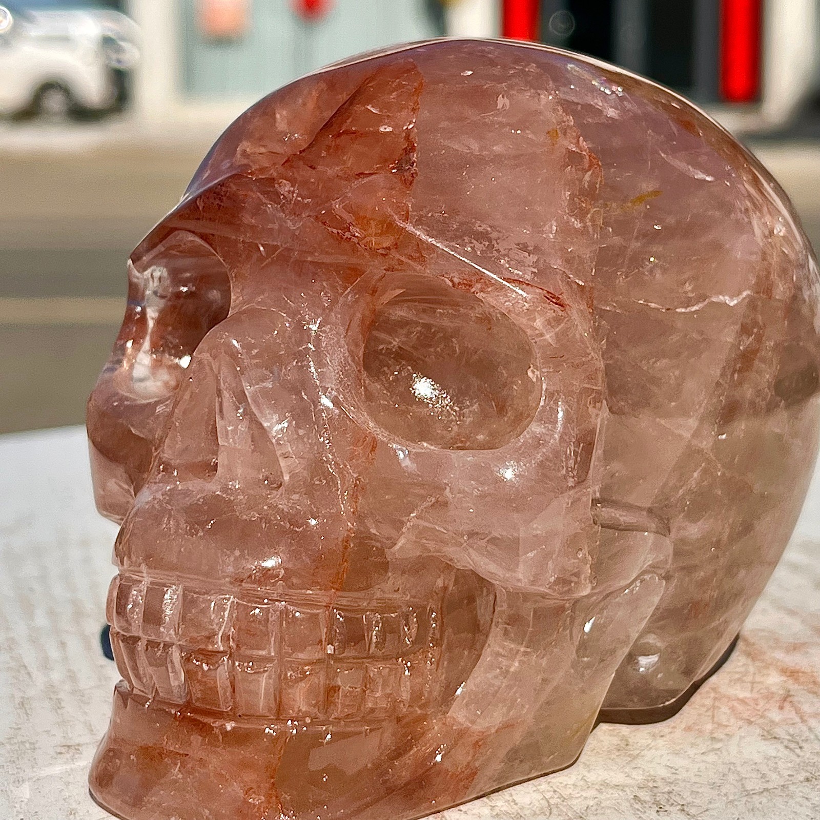2.38LB Hand carved Red Gum Flower Skull | Used for decoration or gifts
