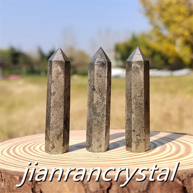 3pcs Natural Pyrite Wand Quartz Crystal Obelisk Point Tower Healing 5.5cm