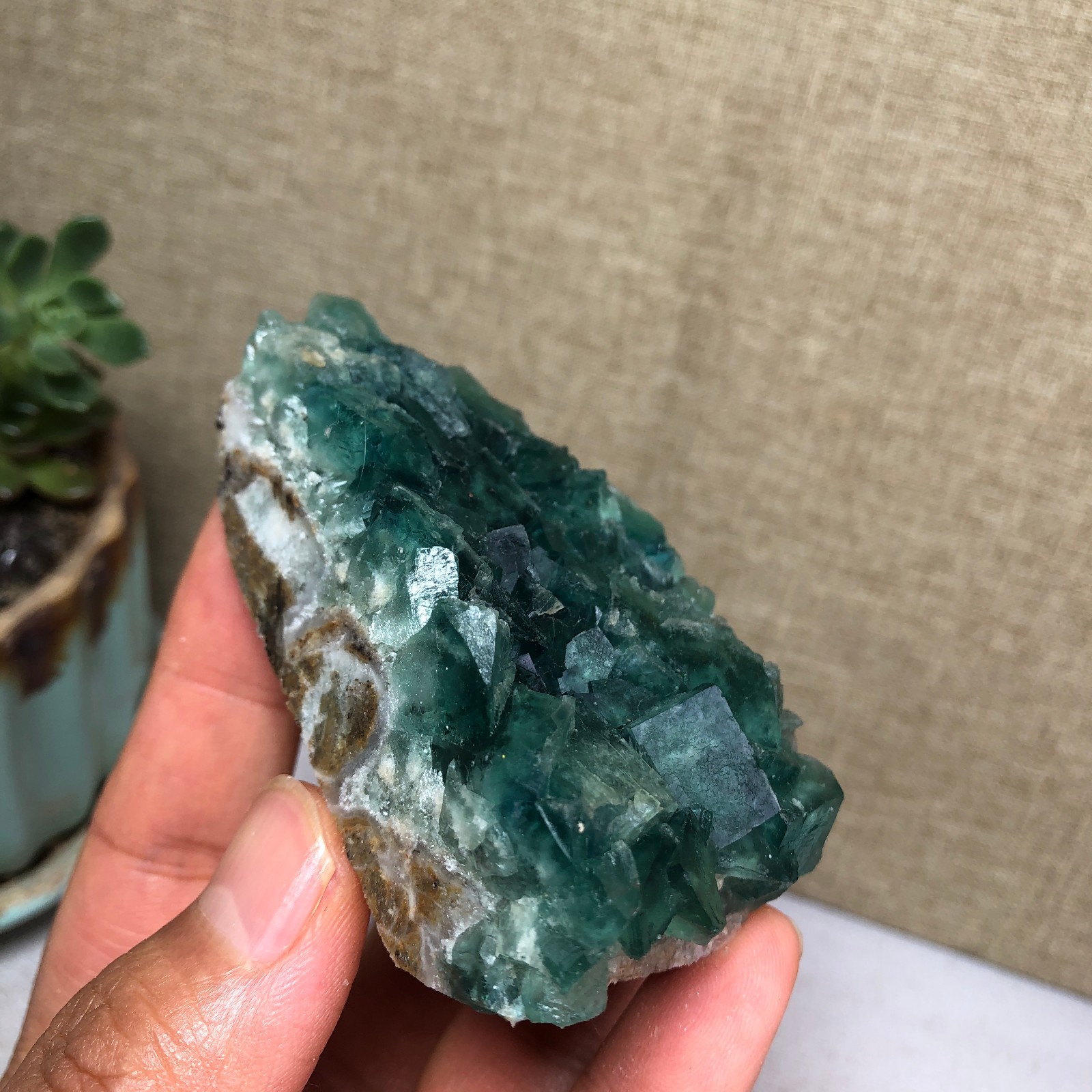 138g NATURAL Green Cubic FLUORITE Crystal Cluster Mineral Specimen A4728