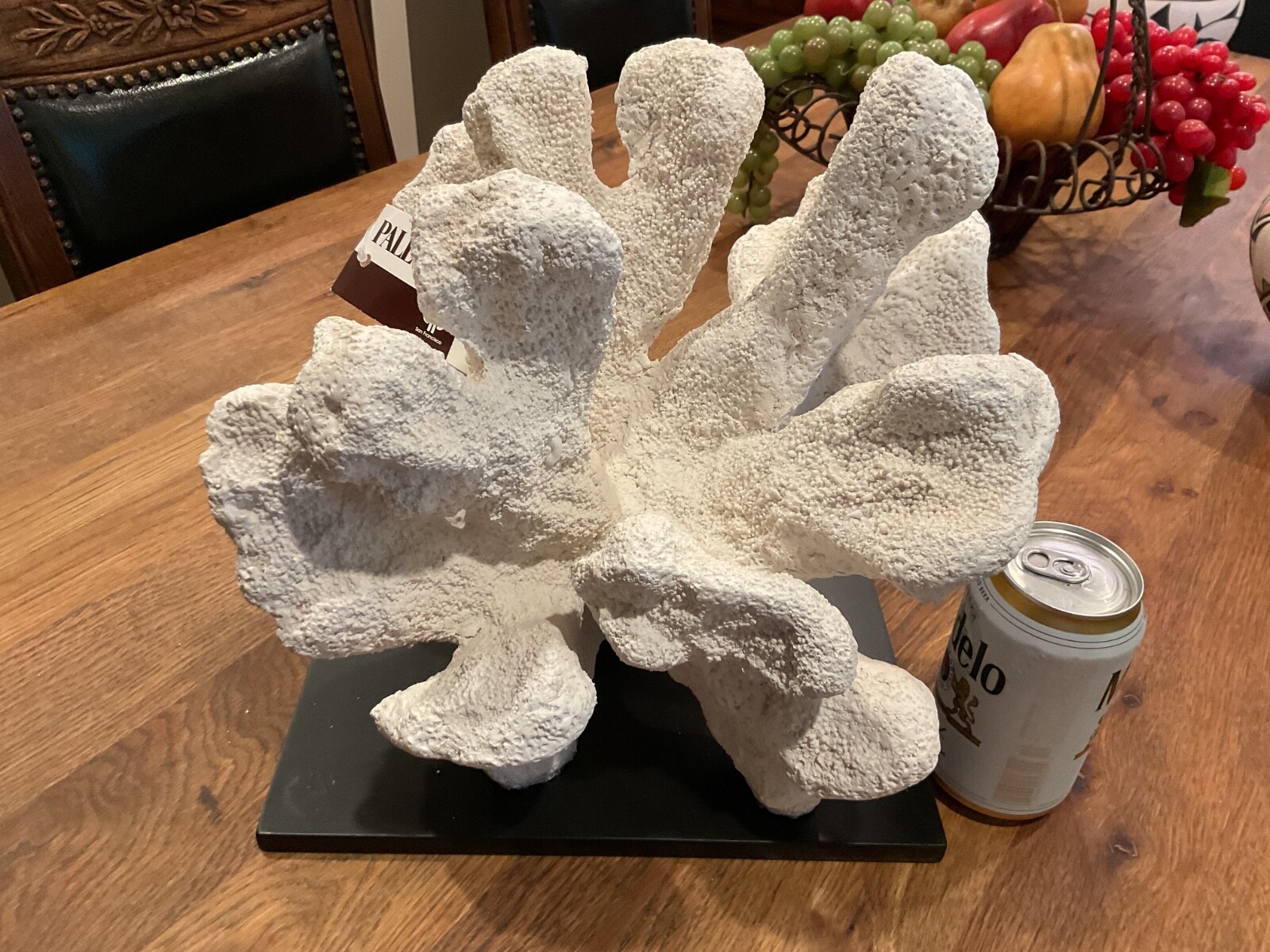 HTF! PALECEK *LARGE* WHITE REEF CORAL SCULPTURE – BLACK LUCITE BASE – NWT