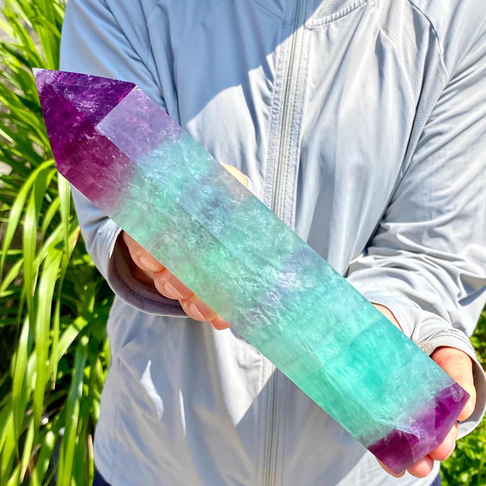 3.28LB Natural Fluorite Crystal Column Magic Wand Obelisk Point Earth Healing