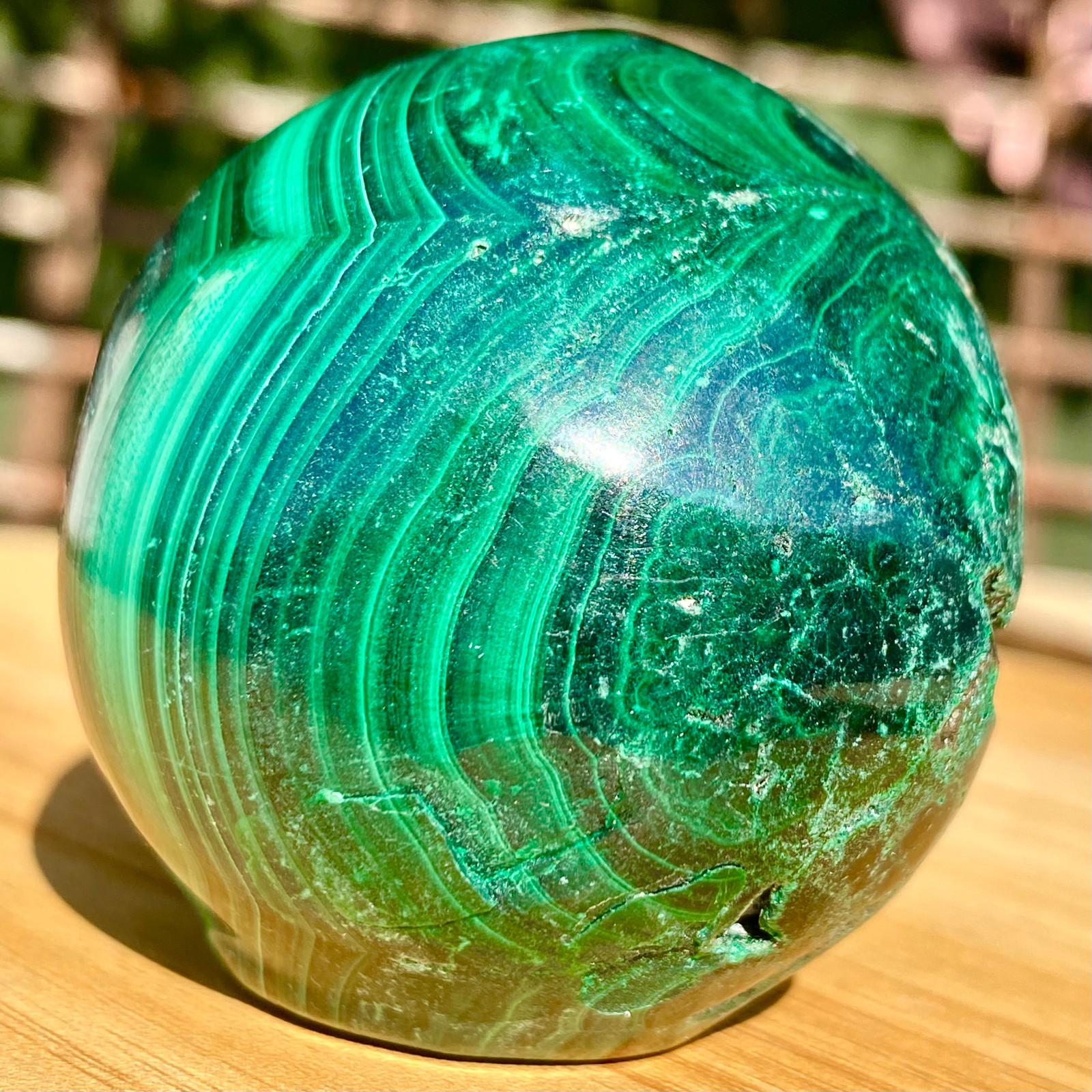 391G Malachite Crystal Skull, Hand Carved Gemstone Fine Art Sculpture