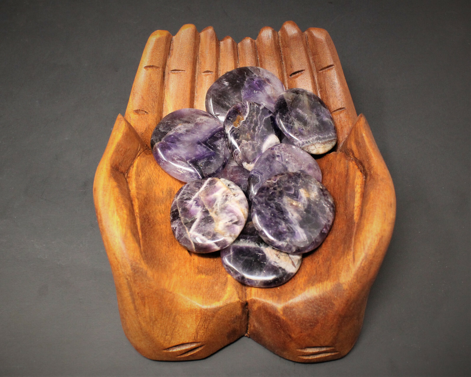 Amethyst Pocket Palm Stone MEDIUM (Smooth Polished Amethyst Worry Stone)