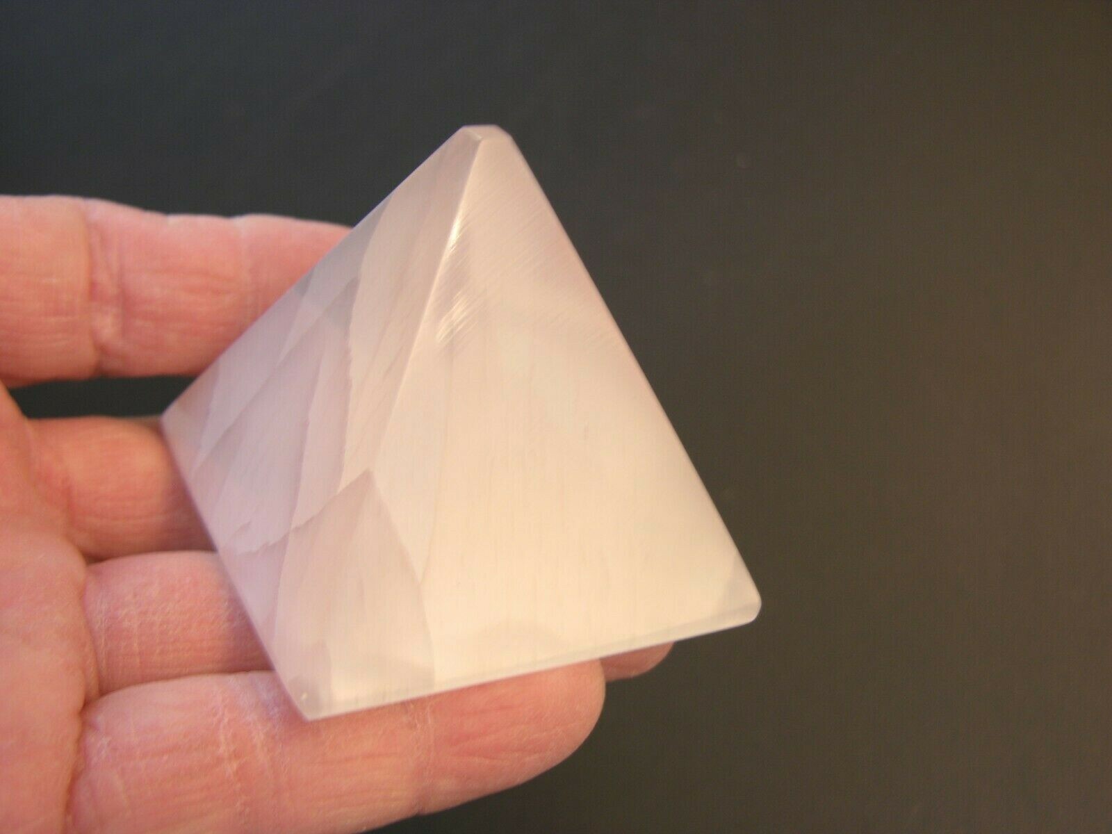 Selenite pyramid polished crystal all natural 2.25 inches tall & wide