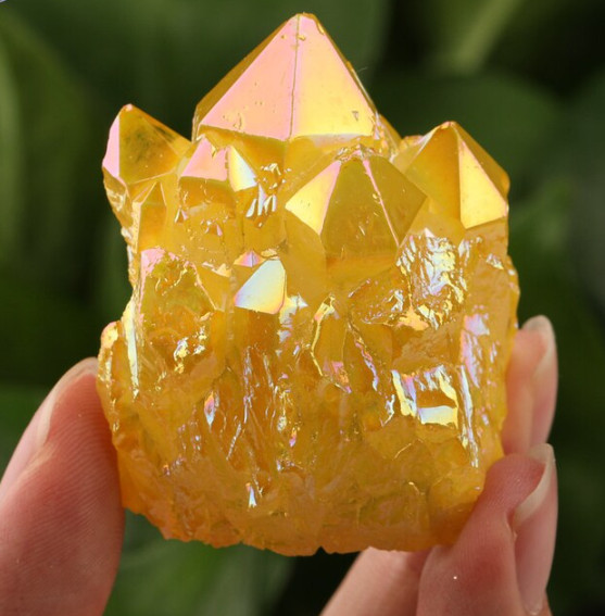 Natural Citrine Cluster Aura Crystal Cluster Mineral Specimen Healing Decoration