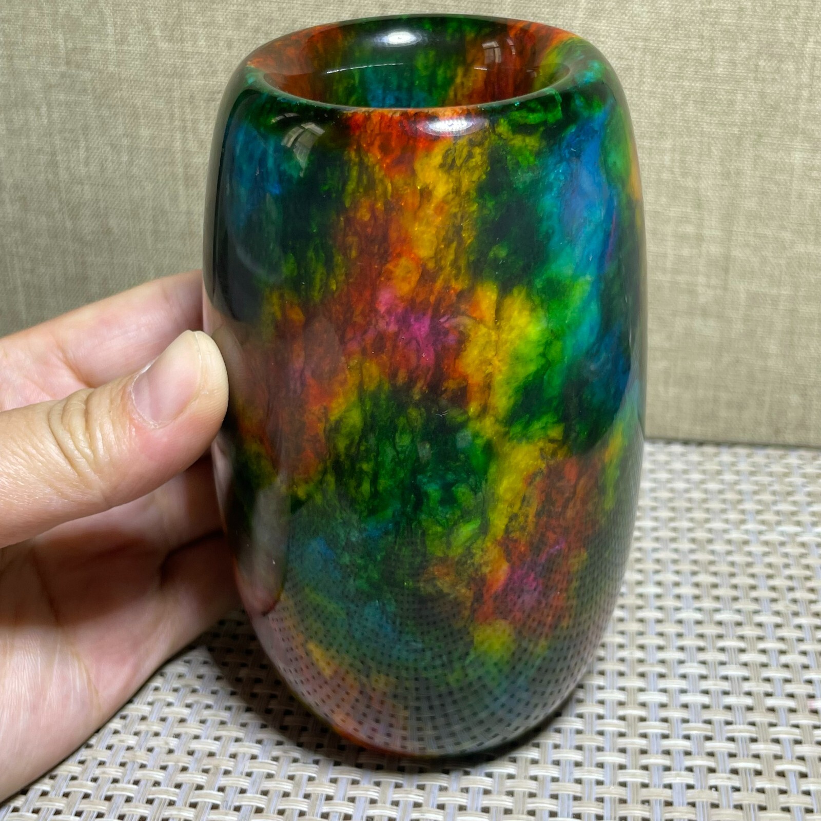 “Seven Colors Jade” vase specimen Penholder -Taiwan China 128mm A5