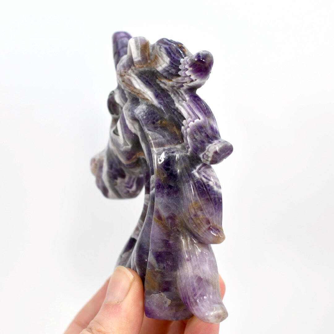 4.25in Chevron Amethyst Crystal Carved Unicorn Head
