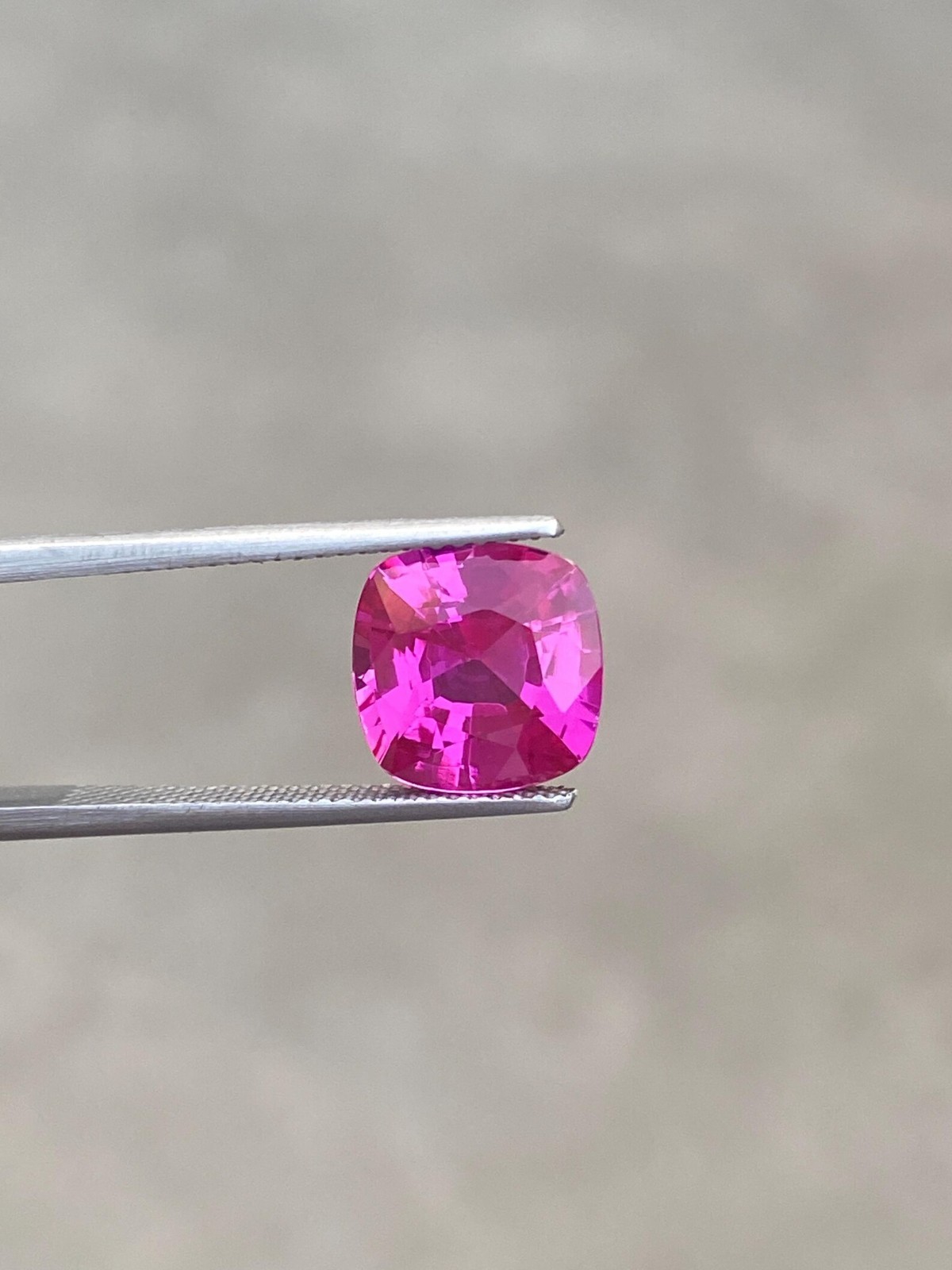 6 Ct Lab Grown Purplish Sapphire, 10x10mm Cushion Cut Loose Gemstone .