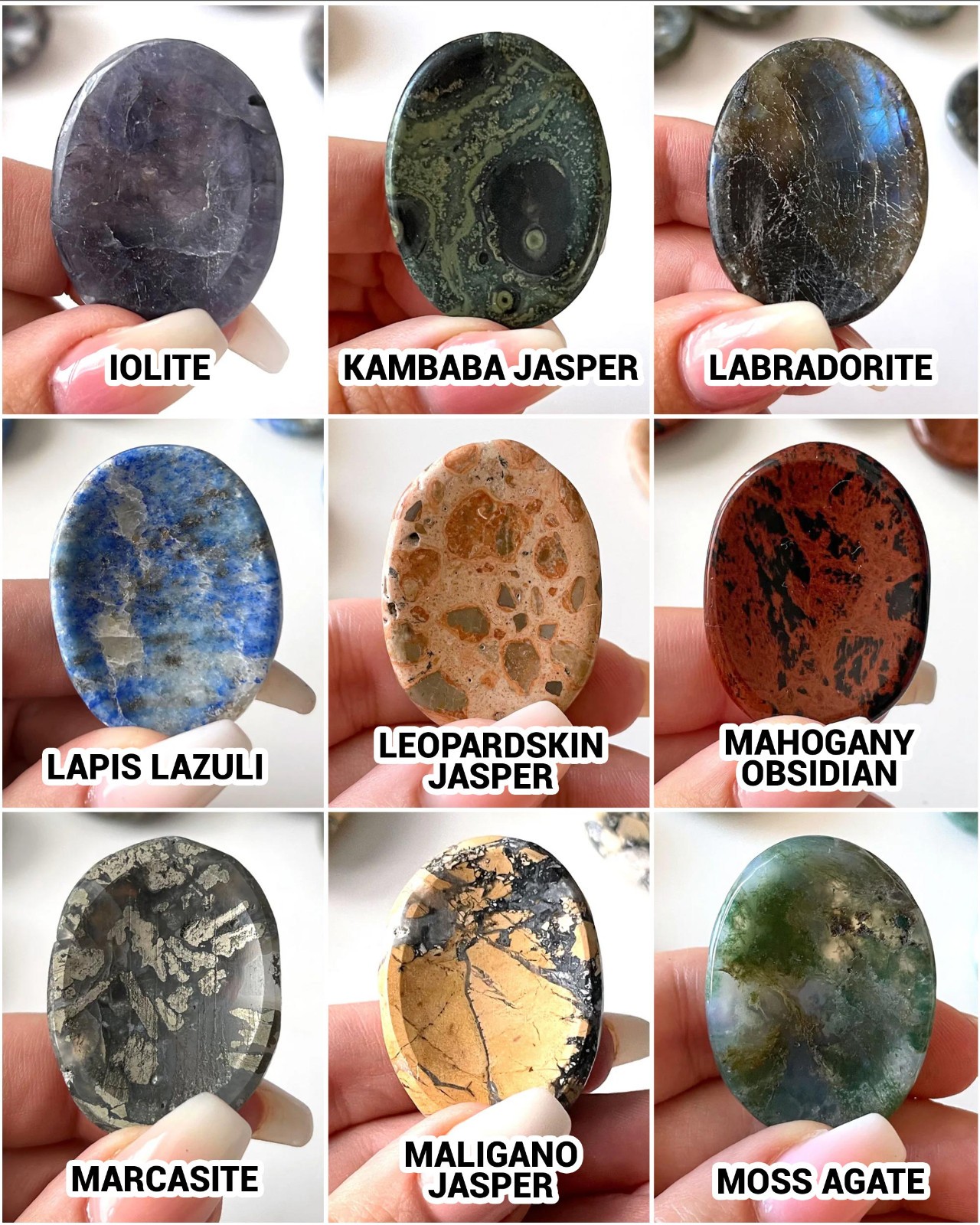 Natural Crystal Worry Stone Pocket Meditation Stone Thumb Stone Crystal Lot
