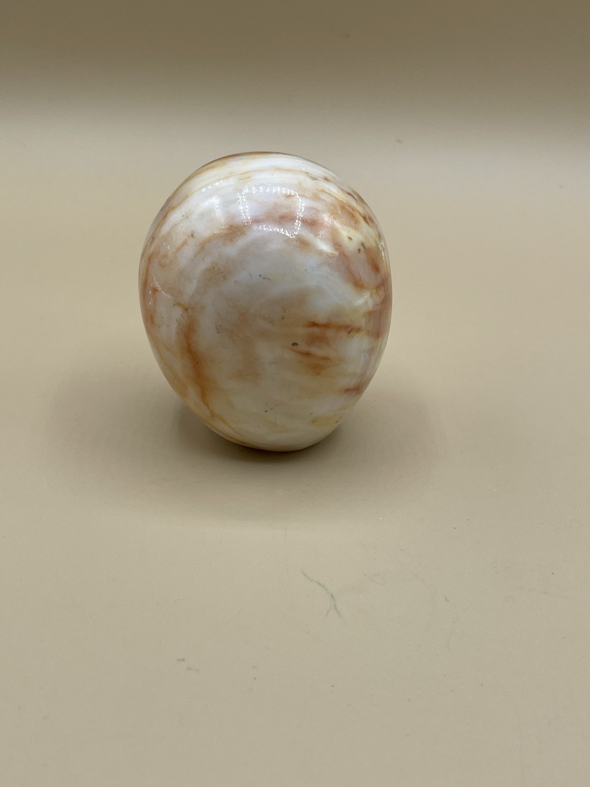 Orange Banded Agate Egg No Stand Has Blemishes 300g