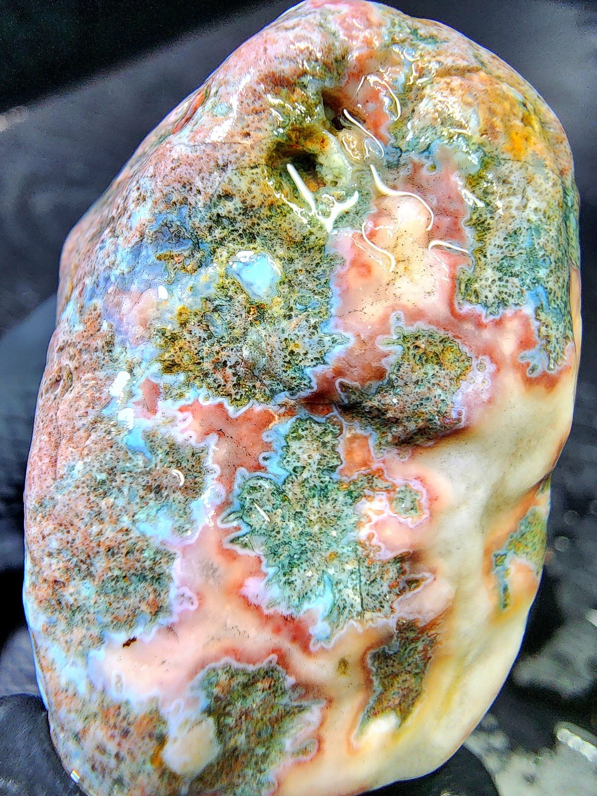 Rare Lake Superior Orbicular Moss Agate – Pink Blue & Green Chalcedony – 2.0 oz