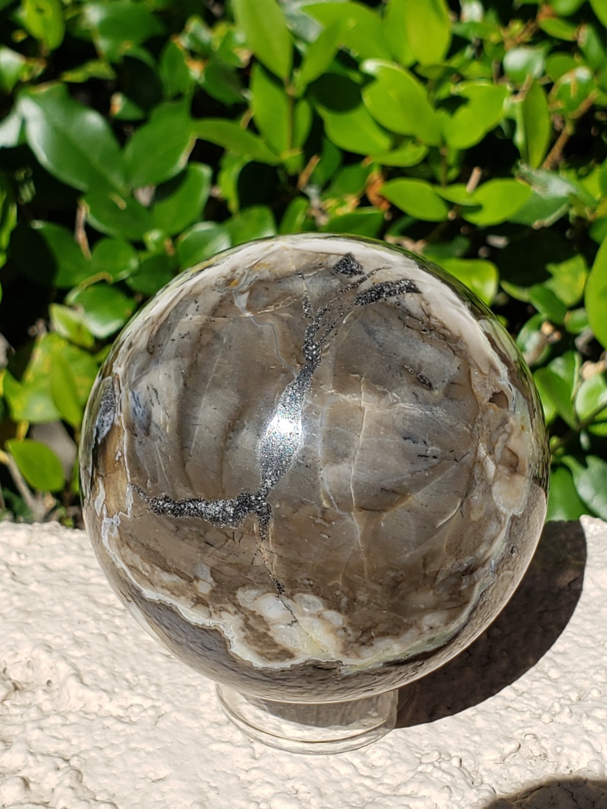 2.6″ Volcano Agate Sphere Ball Orb Stunning Green UV, 373g or 13.2 oz