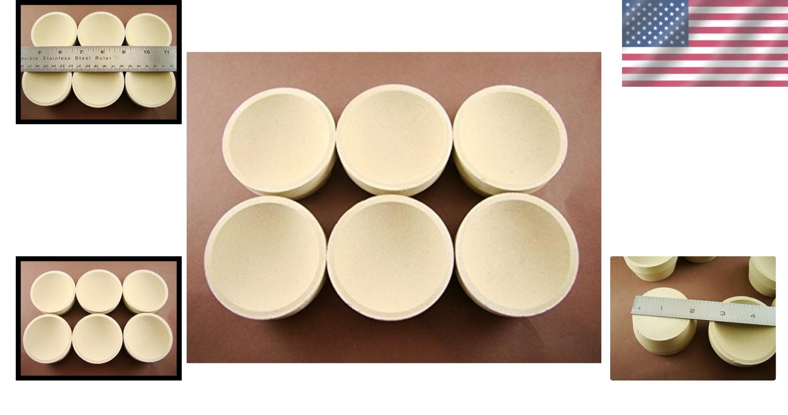 Lot of 6 2-3/8″ Gold Assay Cupels – Melting & Refining Masters