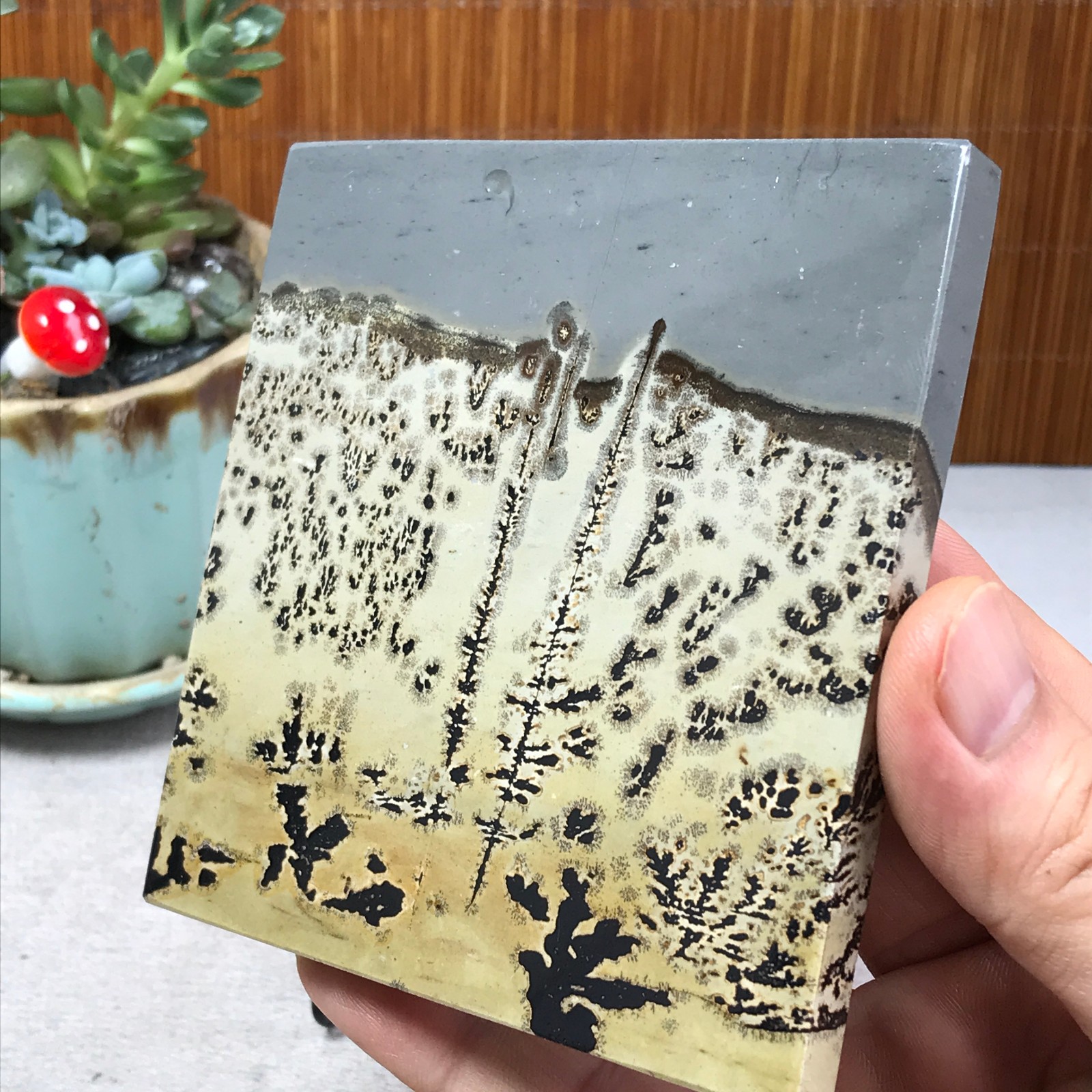 231g Natural Chinese painting stone crystal ornaments for home decoration A6865