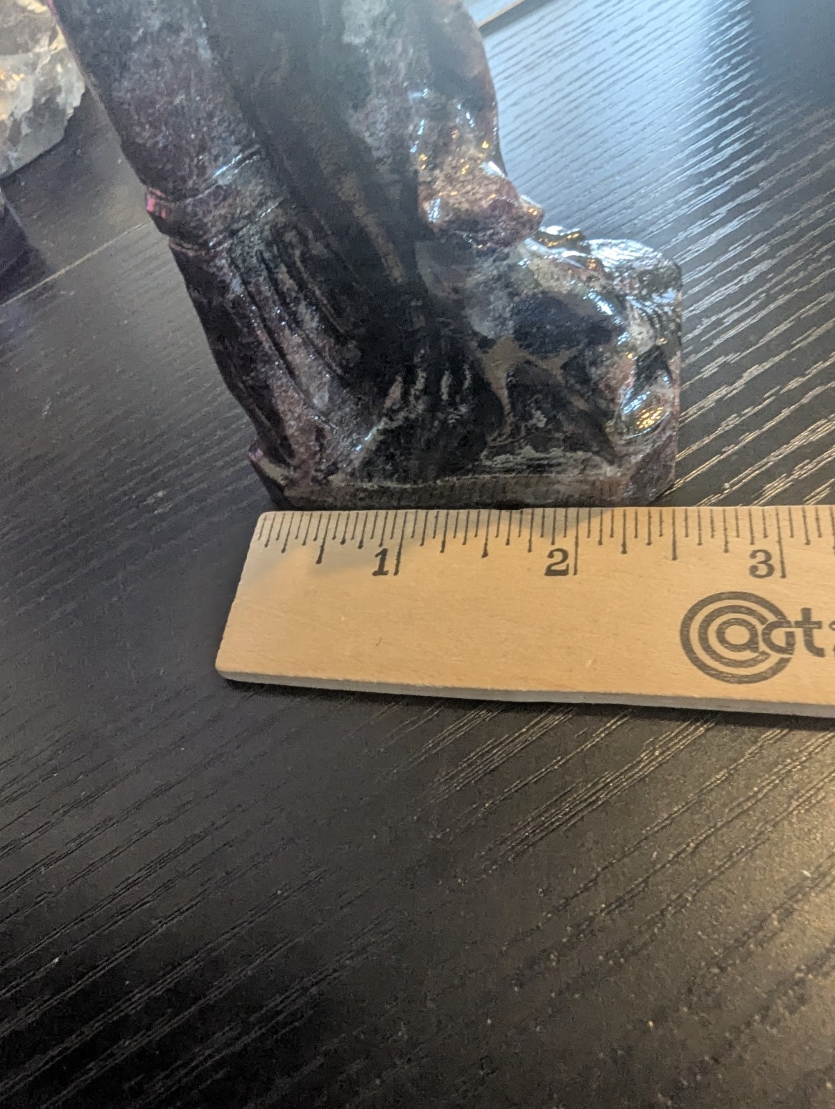 Natural Garnet Witch Carving with Cat | Hand-Carved Crystal Figurine | 6.5″ Tall
