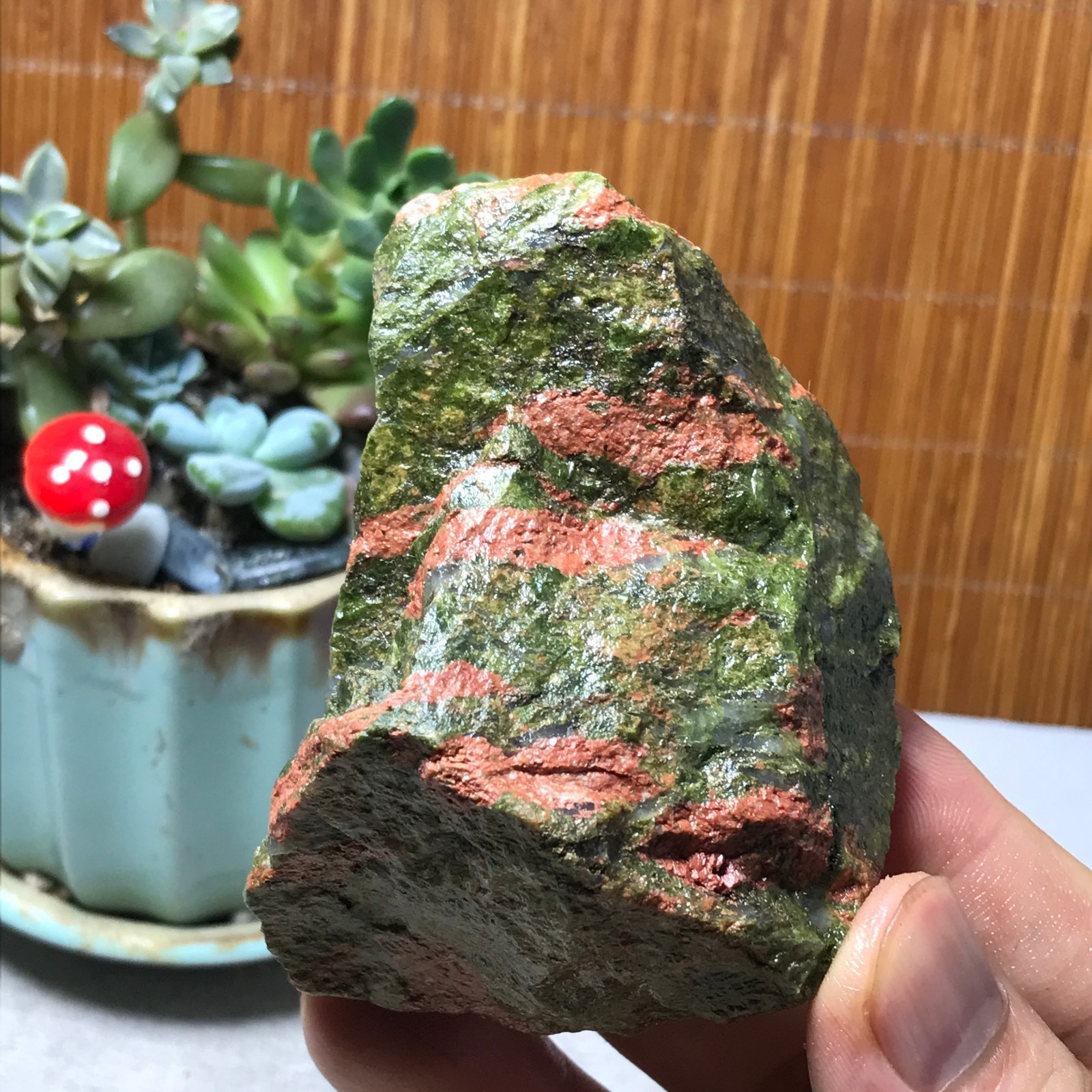 213g Natural Unakite Crystal gemstone Rough Mineral Specimen healing A6356