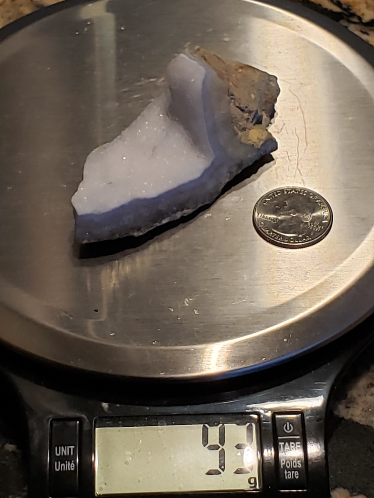 3.75″ Natural Blue Lace Agate with Banding Open Druzy Specimen, 93g or 3.3 oz