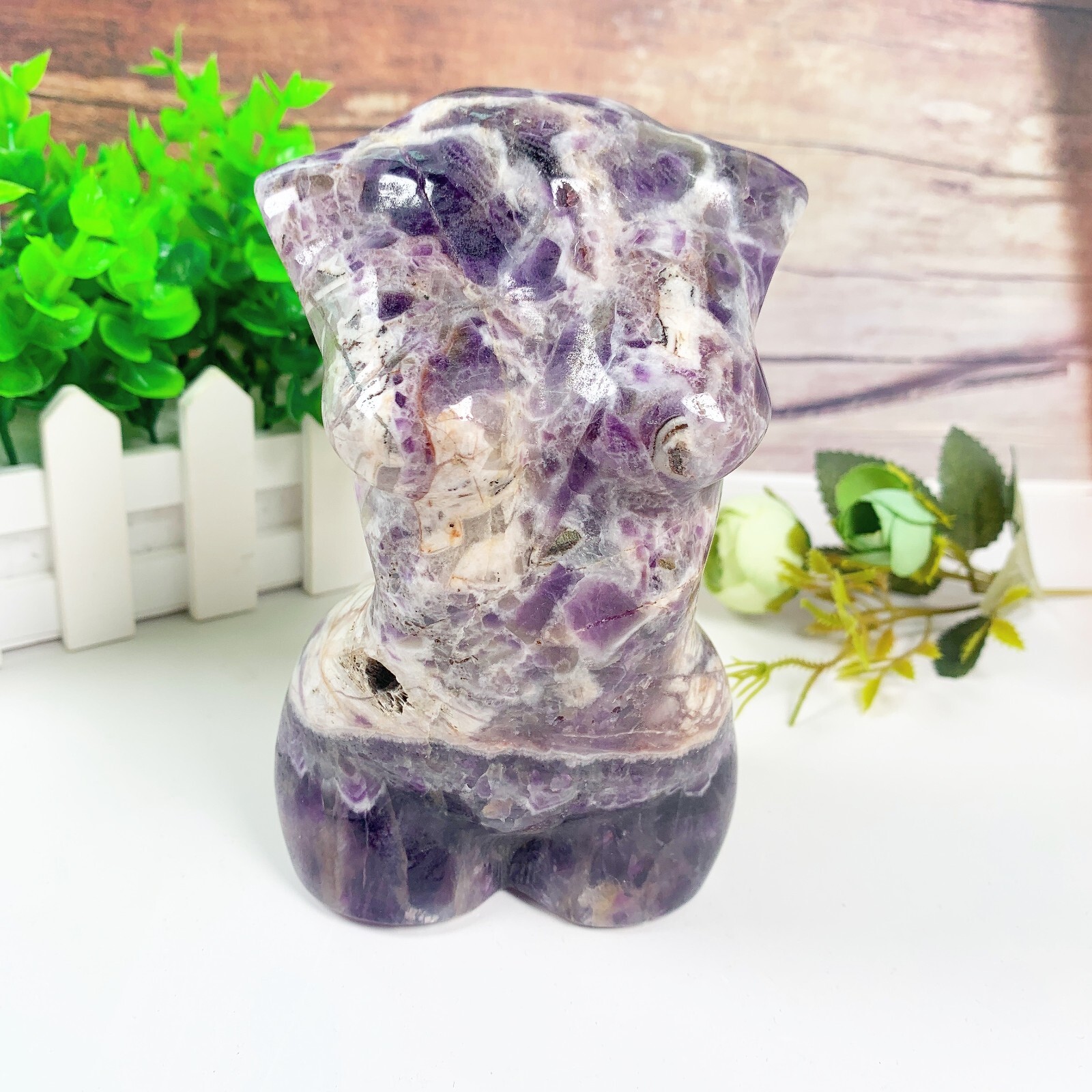 1pc Natural amethyst goddess Crystal woman body carving Home decoration