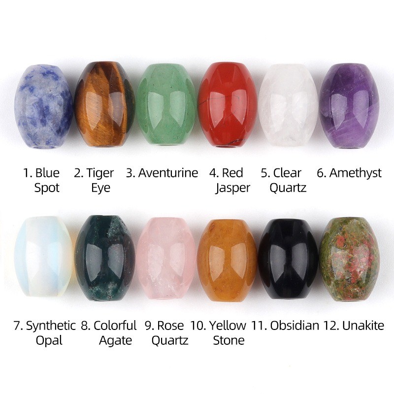 Natural Gemstone Faceted Barrel Beads Large Hole Loose Beads for Jewelry Making