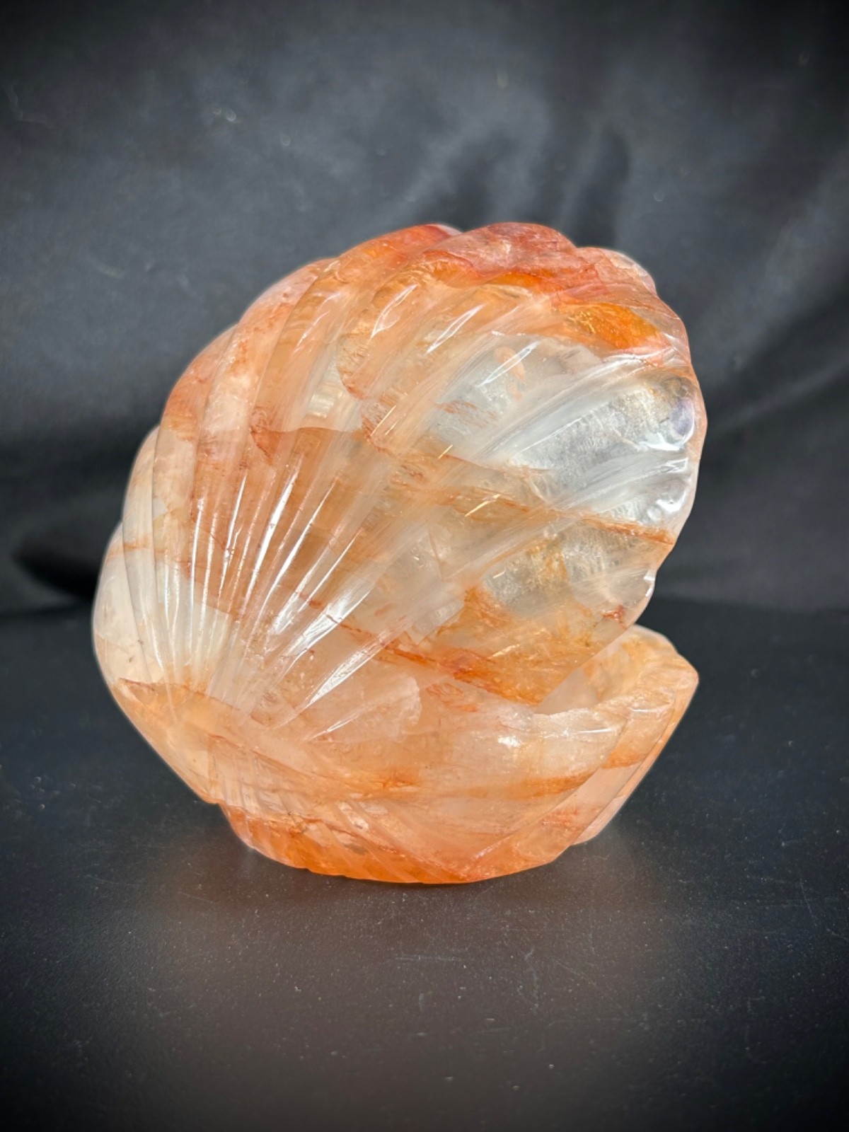 3.6″ Elegant Hematoid (Fire) Quartz Shell Bowl 13.1oz (372 grams)